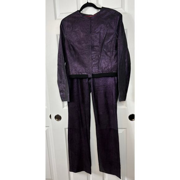 Venus Williams By Wilsons Leather 2 Pc Set Jacket and Pants Puple Size 8 - Picture 1 of 15
